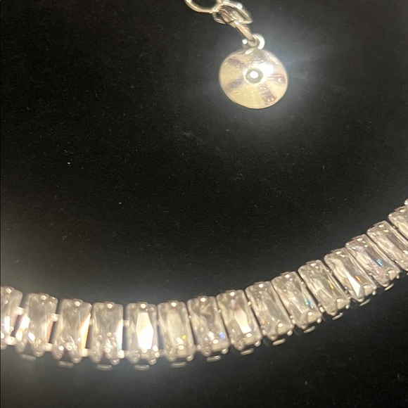 Silver Tone Baguette Rhinestone CZ Choker Necklace - Picture 5 of 5